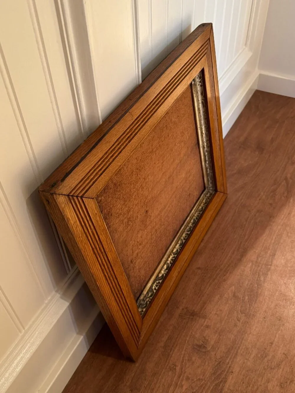 Antique Victorian Eastlake Solid Oak Picture Frame Gold Gilt Liner